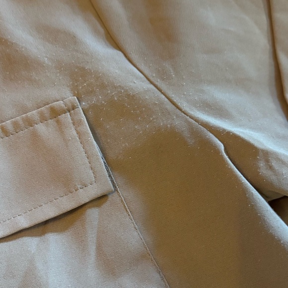 Camellia Tan Semi-Sheer Cropped Military-style Short Sleeve Button Down, Med - Picture 6 of 9
